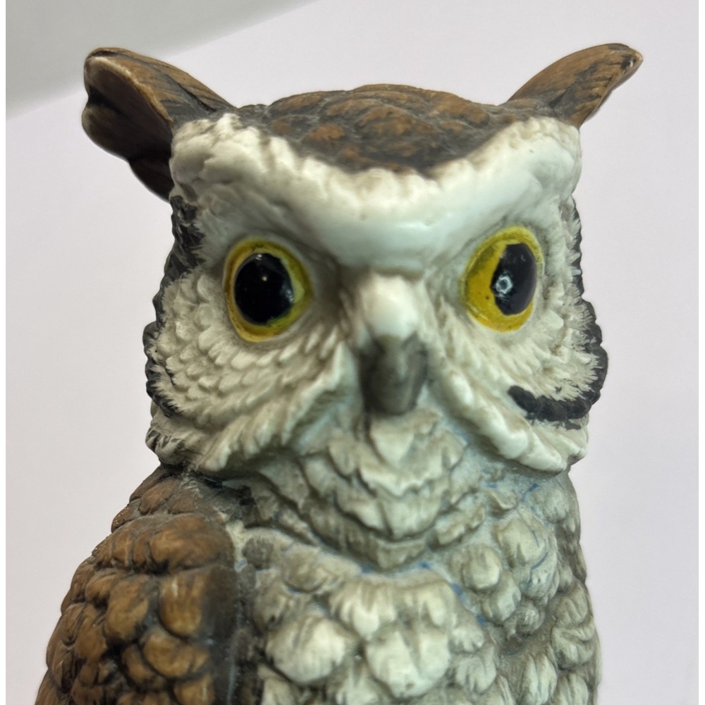 Vtg Ardco Brown And White Owl on Tree Stump Figurine C-3213 Made in Taiwan - Picture 5 of 9
